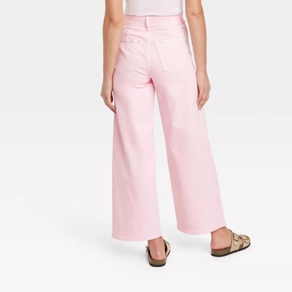 Universal Thread Pink Sailor Wide Leg Ankle Jeans High-Rise - Picture 2 of 9